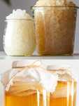 Granule kefir de apă + SCOBY kombucha cu lichid starter + instrucțiuni