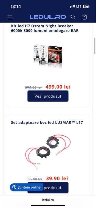 Set LED H7 Night Lusmar Breaker + adaptoare – noi, fără cutie!