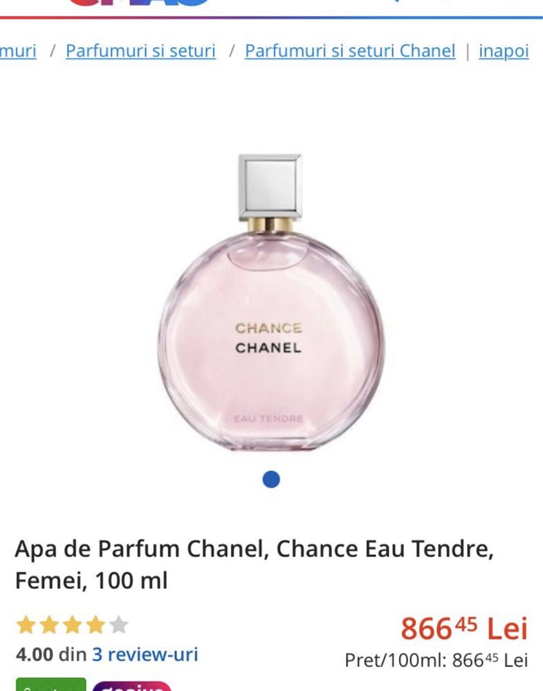 parfum Chanel Chance Eau De Tendre 100 ml original sigilat