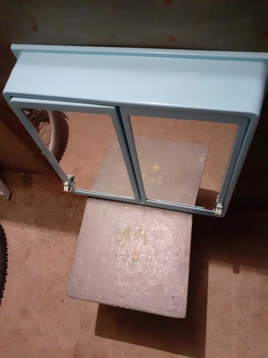 DULAP SUSPENDAT BAIE, cu doua usi cu oglinzi, din PVC, culoare BLEU