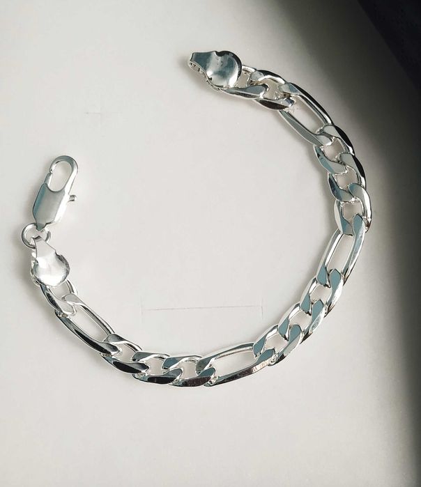 Масивен сребърен ланец, масивна сребърна гривна. В кутия