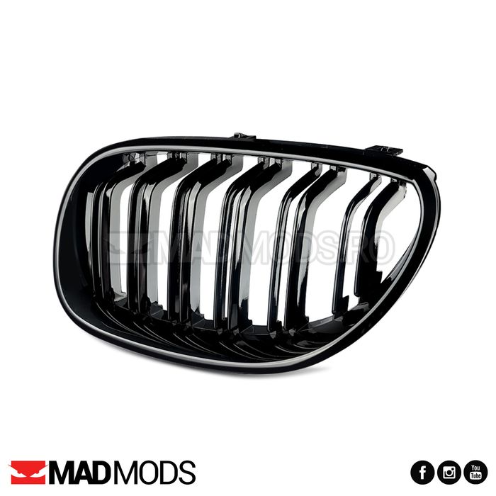 Set grile duble M BMW Seria 5 E60 E61 M5 2003-2010, Negru Lucios