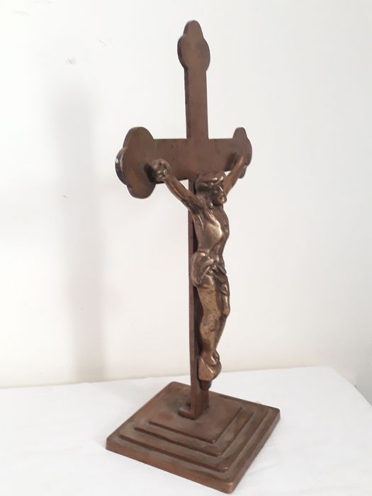 Crucifix / cruce veche, din bronz masiv, dimensiuni mari