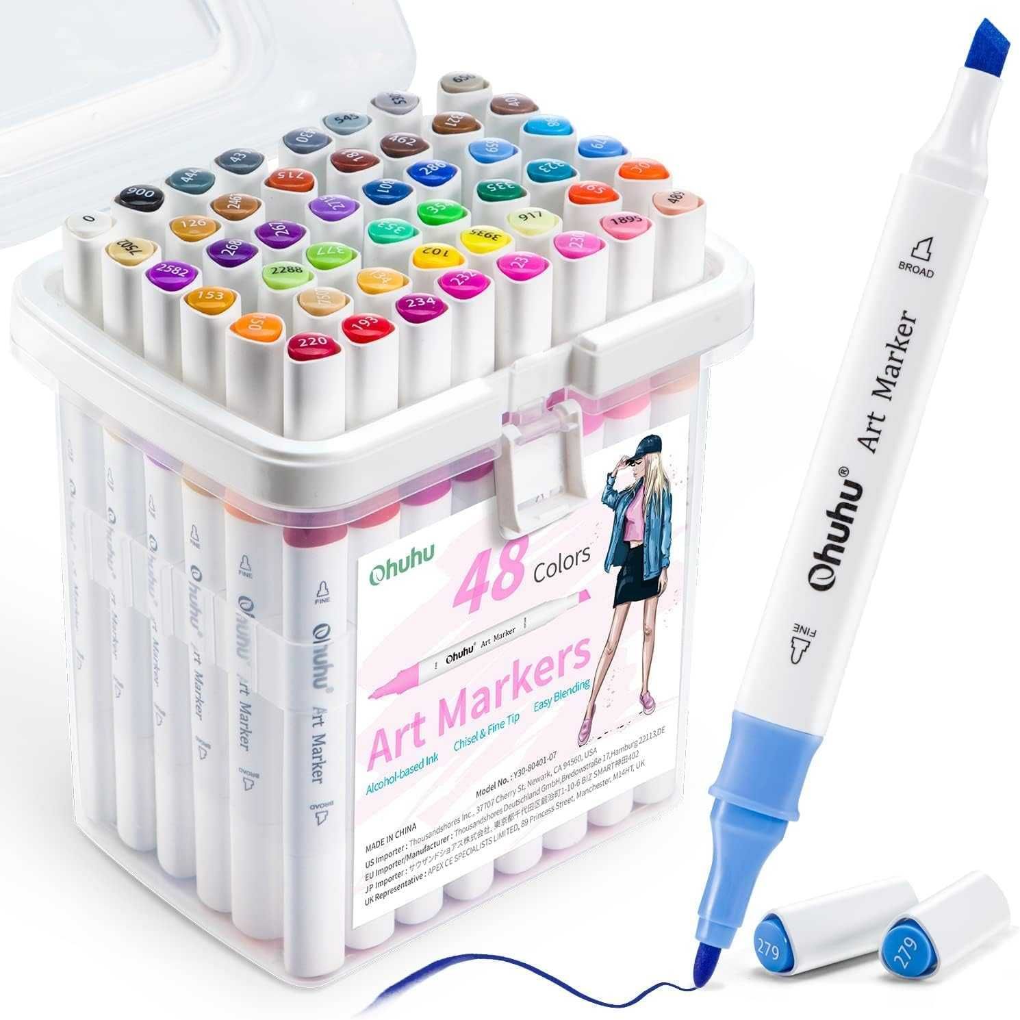Ohuhu Art Markers Set-перманентни маркери, комплект 48 цвята