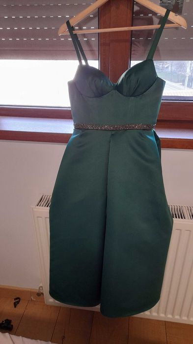 Rochie verde din satin