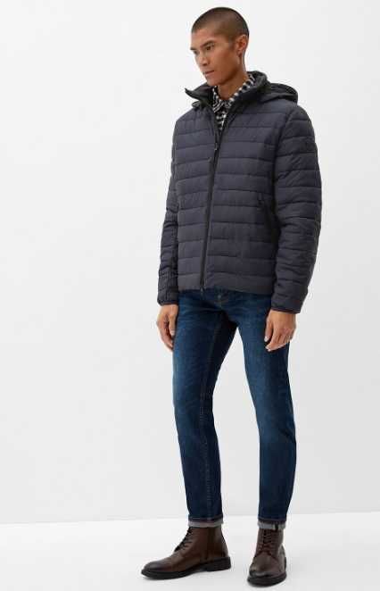 Geaca jacheta puf si pene 54 XXL Michael Kors premium albastru inchis