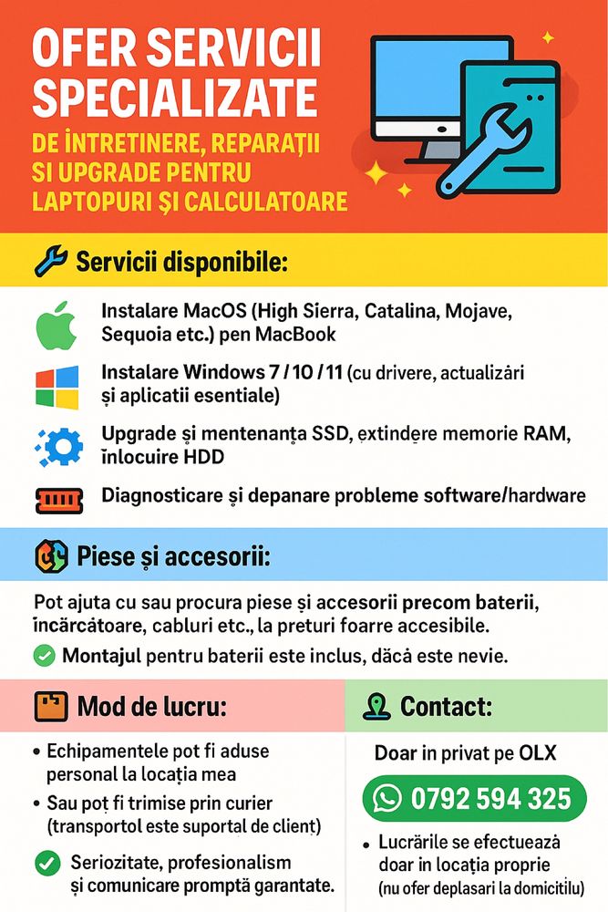 Servicii IT Profesionale – Windows, MacOS, Upgrade SSD/RAM