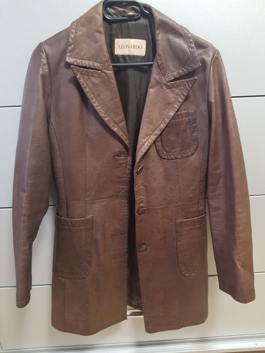 Sacou lung piele naturală Leonardo