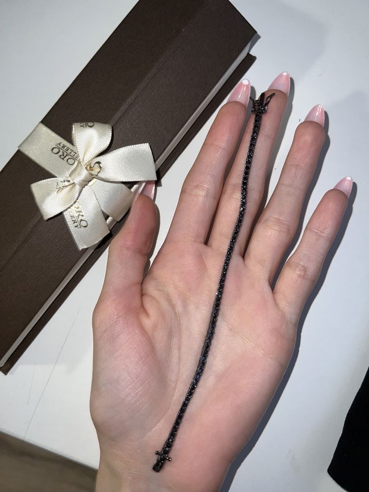 Сребърна черна гривна с цирконии Ge Oro Jewellery НОВА
