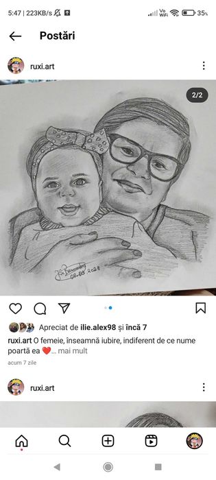 Realizez portrete in creion