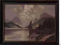Peisaj, tablou mare, interbelic 1937 semnat Mariana u/p 70x90 cm