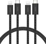 Belkin 2 броя плетен USB-C към Lightning кабел, 1,5 м гъвкав, черен
