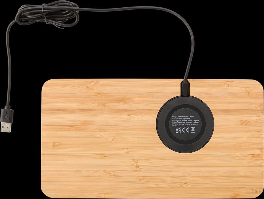 Organizator de birou Bamboo cu Incarcator telefon Wireless