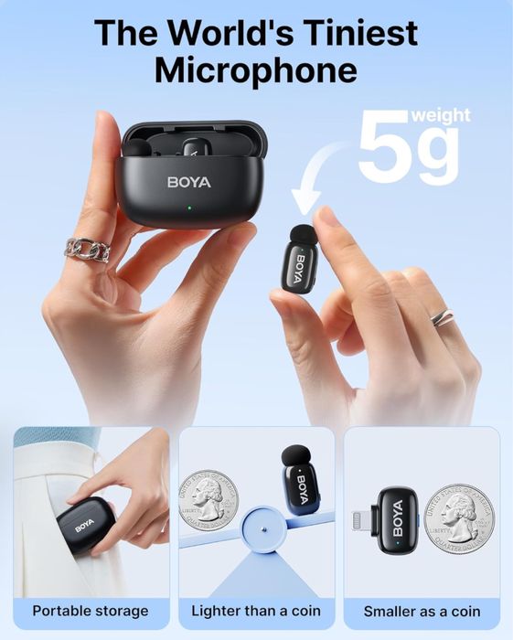 BOYA Mini — беспроводной петличный микрофон (Type-C & Lightning) c ENC
