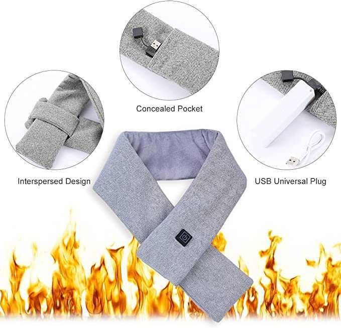 Затоплящ шал - нагревател за врата,  електрически, USB нагреваем шал