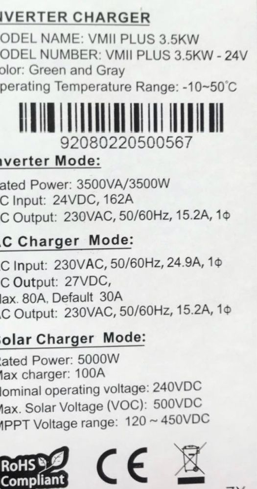 Invertor solar monofazat Hybrid OffGrid 3.5kw 24v