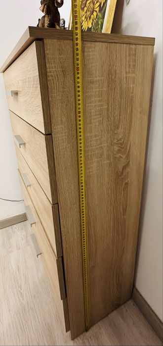 Comodă cu 5 sertare  stejar deschis, fara defecte