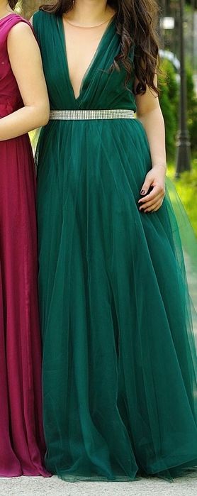 Rochie de ocazie din tulle (Verde-smarald)