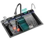 Chiuveta bucatarie multifunctionala 75x45 cu afisaj led, 2 cascade