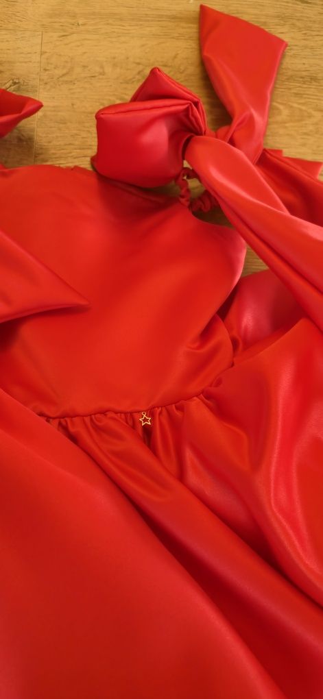 Rochie MonBebe de ocazie fete tafta cu fundite Barbie