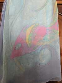 Авторски ръчно рисуван копринен шал