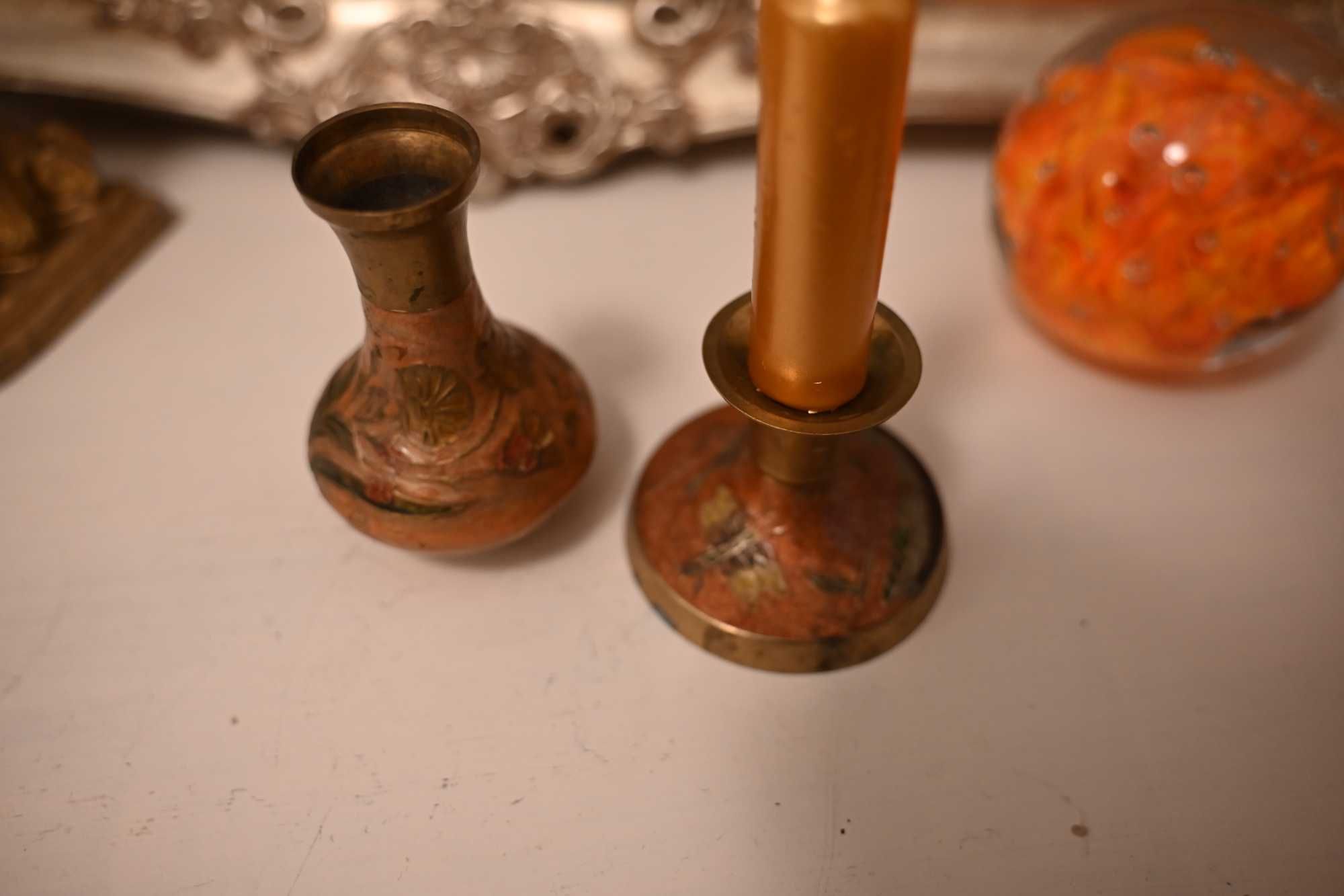 DN146 Set de 2 obiecte alama cloisonne sfesnic si vaza 7 si 10 cm