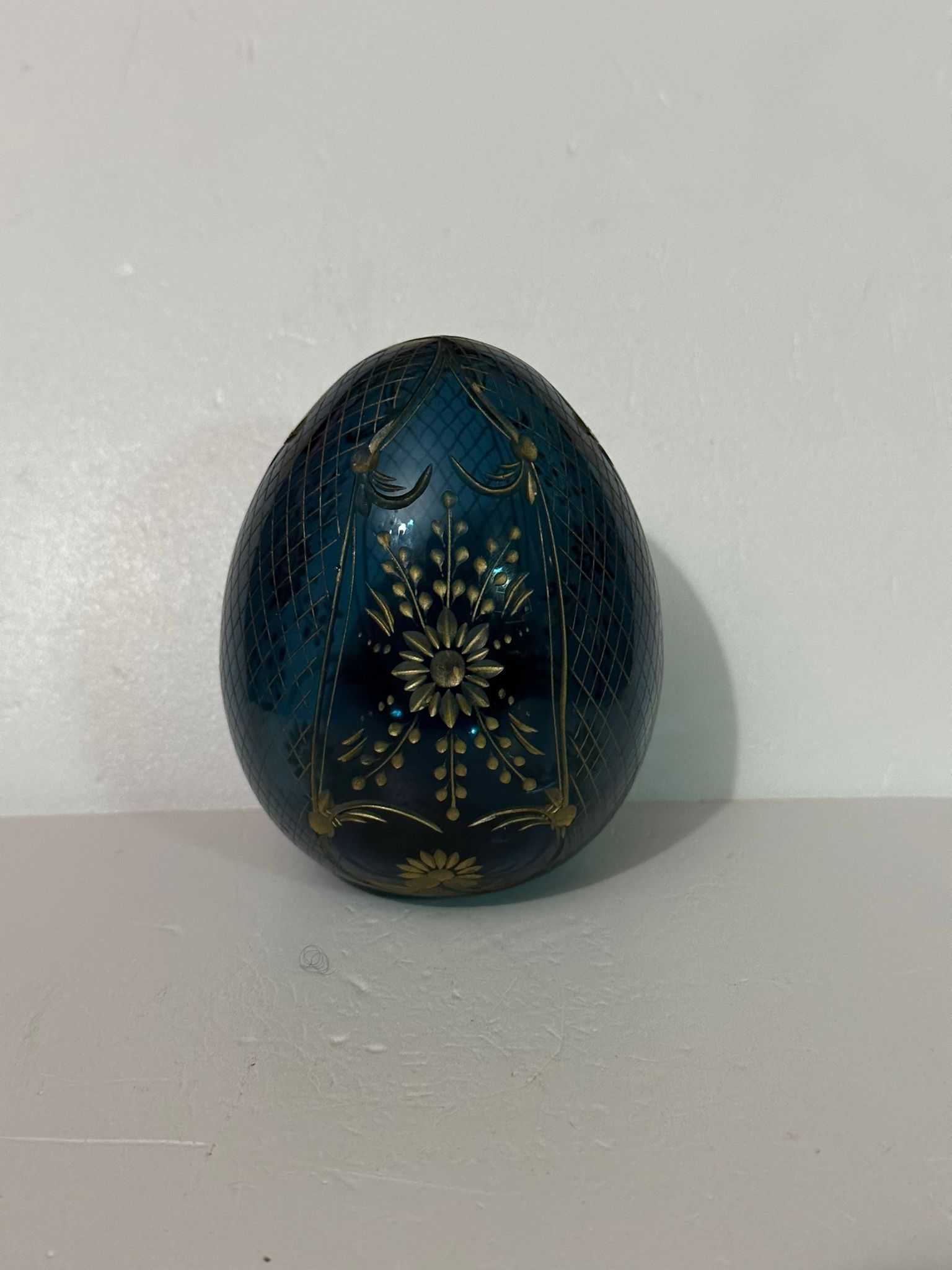 OU din CRYSTAL - MODERN FABERGE - Cobalt Blue & Gold Cut Imperial Egg