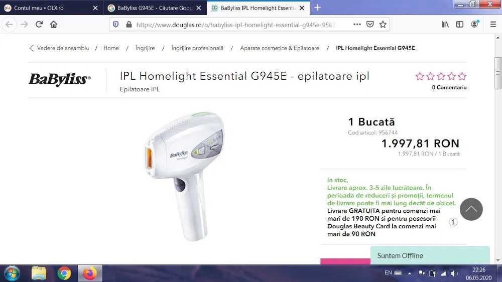 Epilator definitiv IPL BaByliss Paris Nou