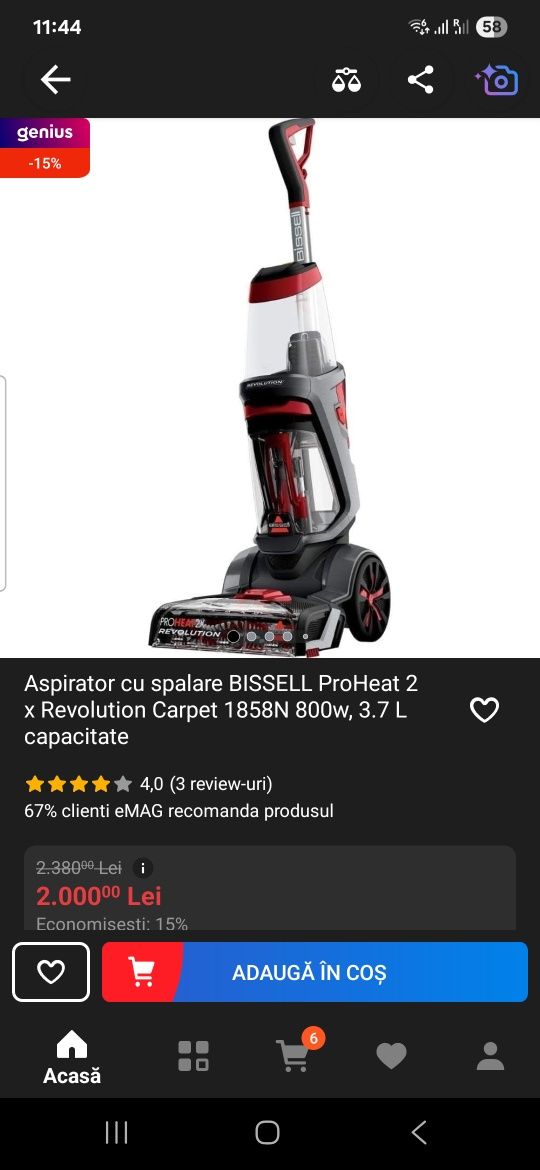 Aspirator cu spălare pentru covoare, mochete, canapele