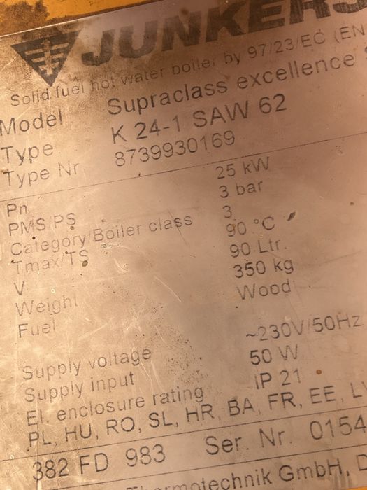 2x Cazan Lemne  gazeificare Junkers Supraclass Ecellence 24