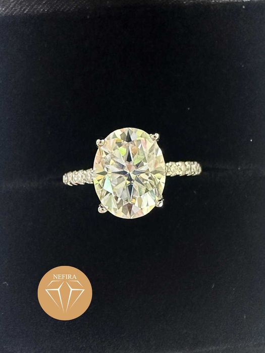 Inel de lux din argint 925 cu Moissanite de 3 carate, 15.6mm