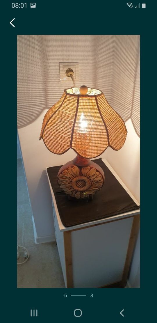 Lampa veioza Floarea Soarelui vintage colectie ceramica Danemarca 1970