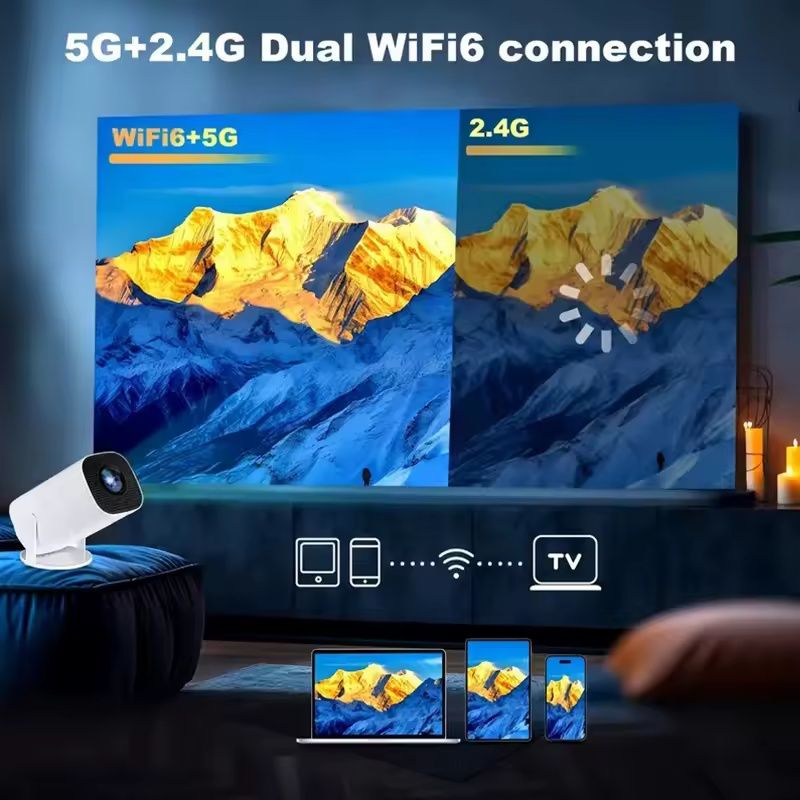 ПромоЦена!Smart 4K Android WiFiМини проектор ,въртящ се 1080P Bluetoot
