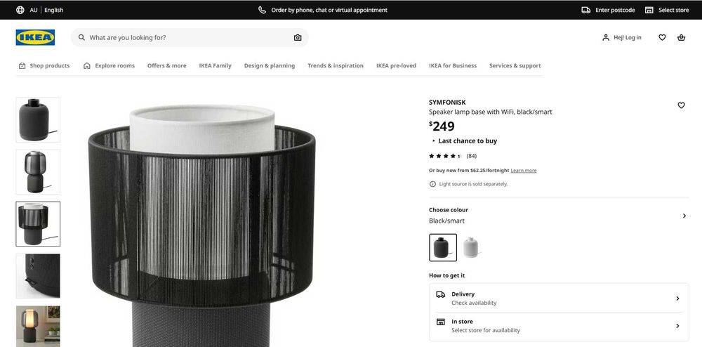 SYMFONISK лампа с Wi-Fi тонколона (чисто нова)