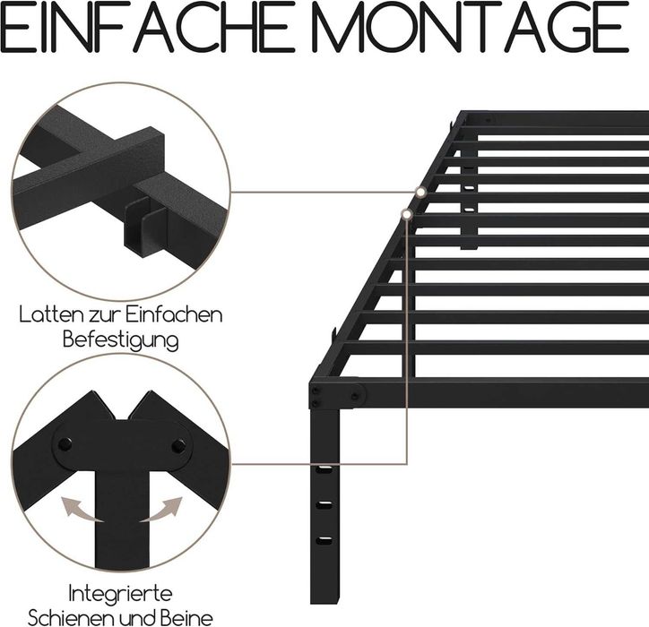 Cadru de pat metalic 140×200 cm stil industrial |S 615072 Black140*200