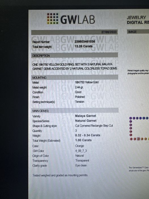 Inel aur 18k certificat GWLAB