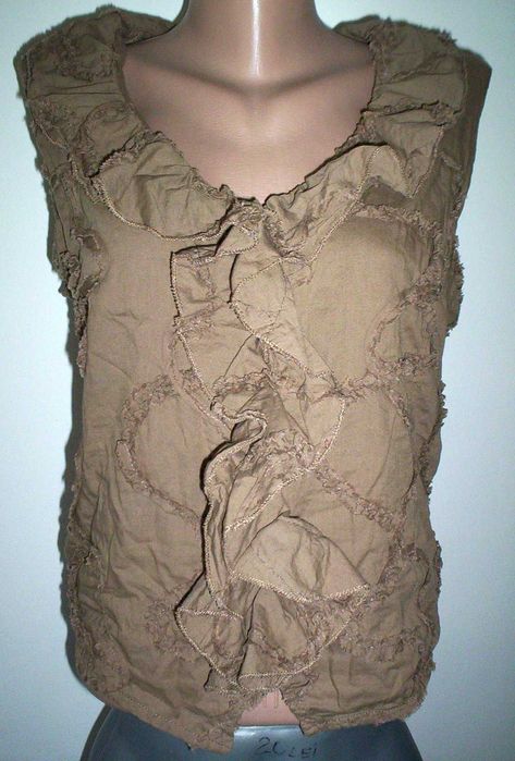 Super bluza Vesta Corset Fancy maro deschis insertii franjurate volane