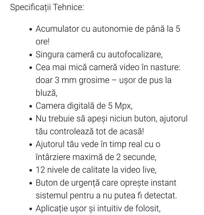 Sistem complet cameră cască