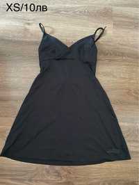 Черна къса трикотажна рокличка XS