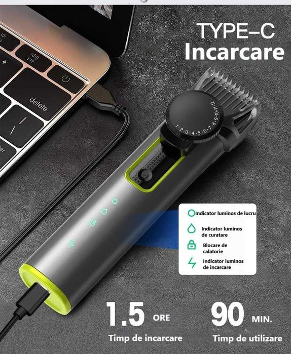 Aparat de tuns multifuncțional, cu accesorii si geanta de depozitare