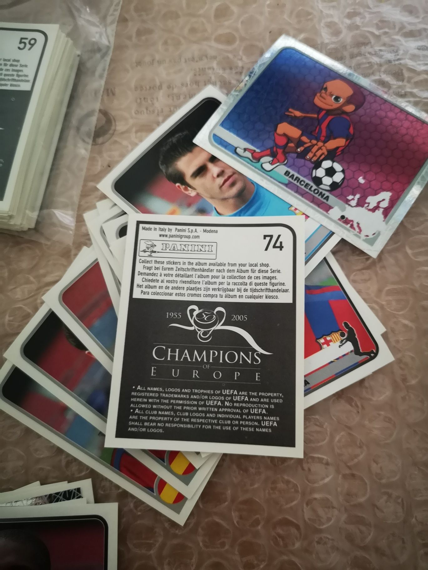 Panini set complet champions 2005 Europe 1955 Album gol Messi Rookie