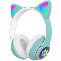 Casti Wireless Extralink Kids Cat-Ear Bluetooth 5.0 RGB Culoare Verde