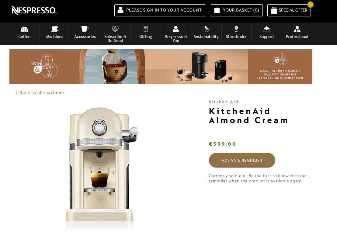 2x KitchenAid Nespresso 5KES0504AAC Almond Cream si Candy Apple R