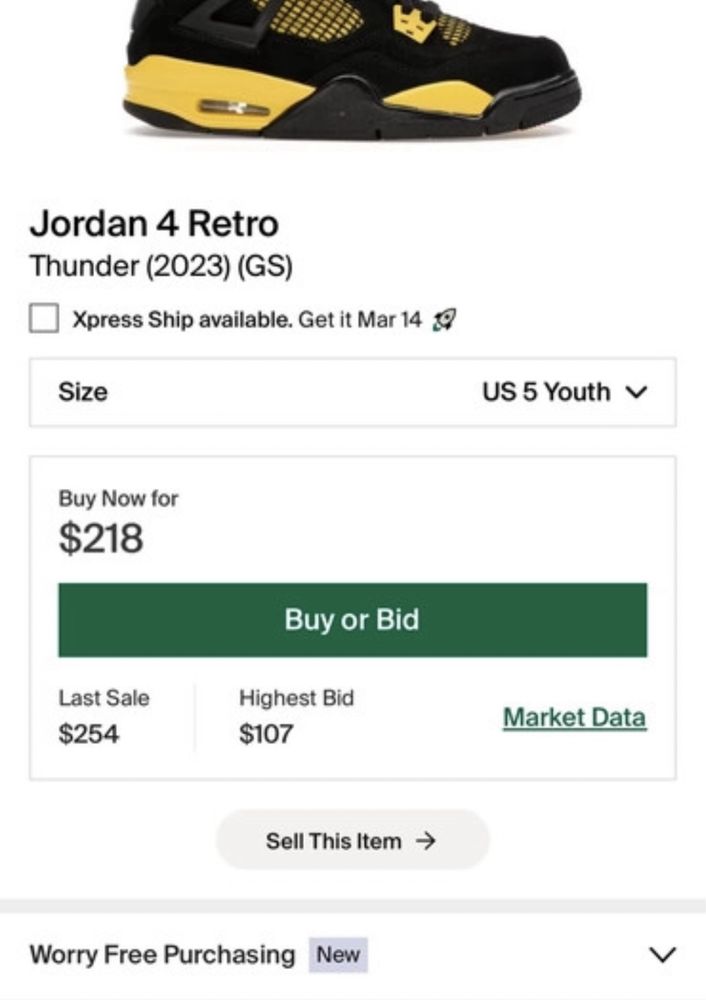 Jordan 4  Yellow Thunder
