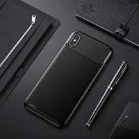 Husa Silicon Carbon Type + Folie Sticla Curbata 9D Iphone X XR XS MAX