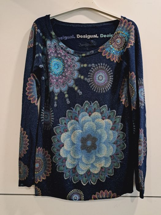 Desigual пуловер с блестящ ефект р-р С