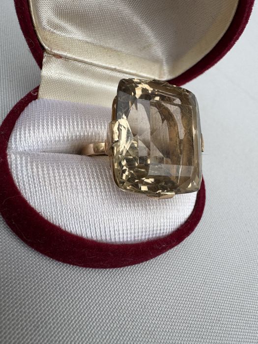 Inel aur 14 k si cuart fumuriu
