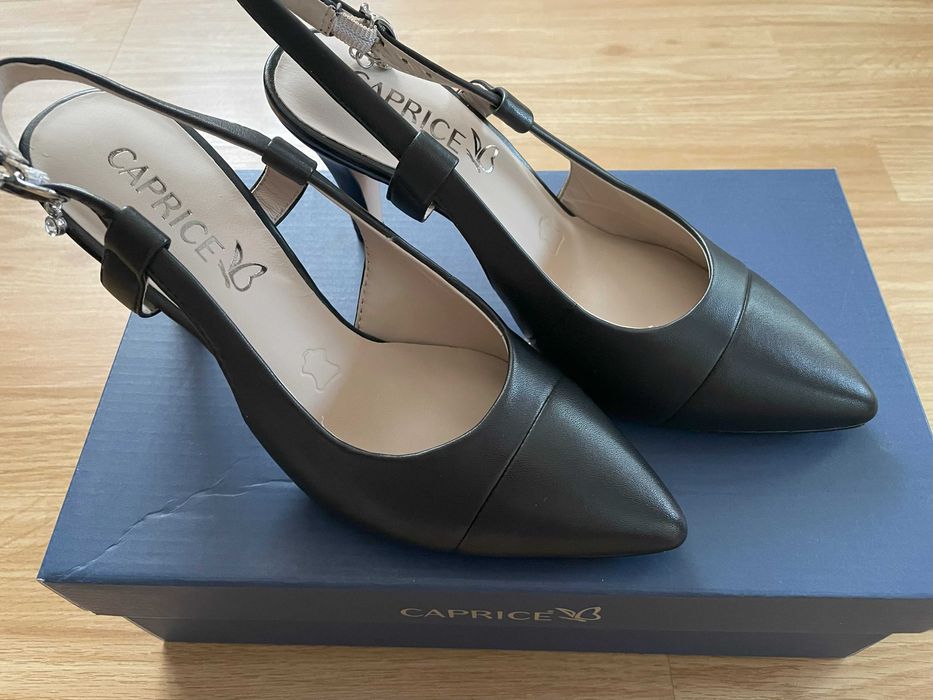 Sandale Caprice, culoare negru, piele, NOI