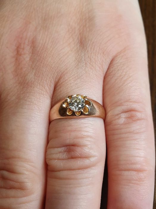 Inel unisex ghiul Gypsy aur roz diamant natural taietura veche 0,52CT