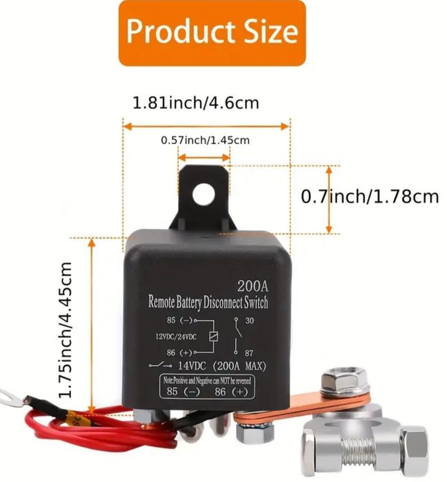 Întrerupător curent baterie de la distanta cu telecomanda 200A DC12V